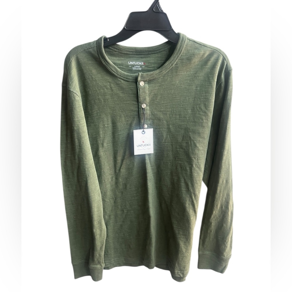 Untuckit L men’s green long sleeve Henley